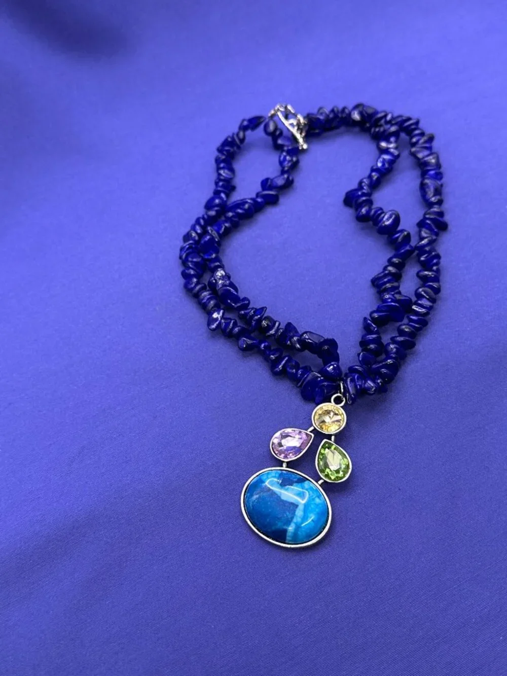 Novadab Handcrafted Cobalt Blue Nugget Crystal Pendant